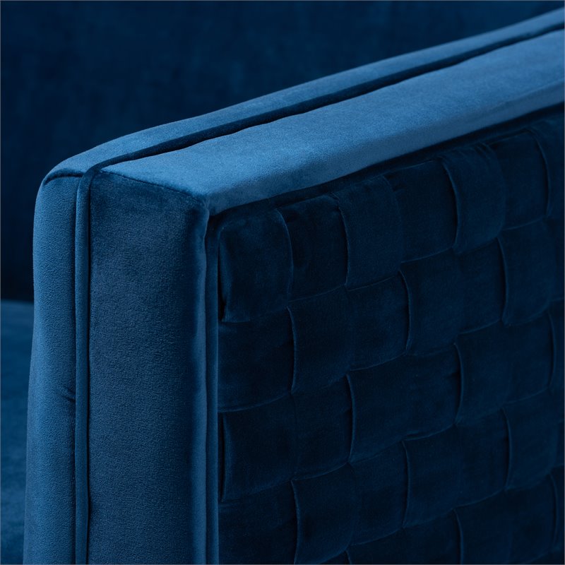 Bowery Hill Navy Blue Velvet Gold Finished Armchair