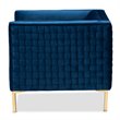 Bowery Hill Navy Blue Velvet Gold Finished Armchair