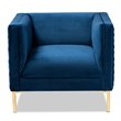 Bowery Hill Navy Blue Velvet Gold Finished Armchair