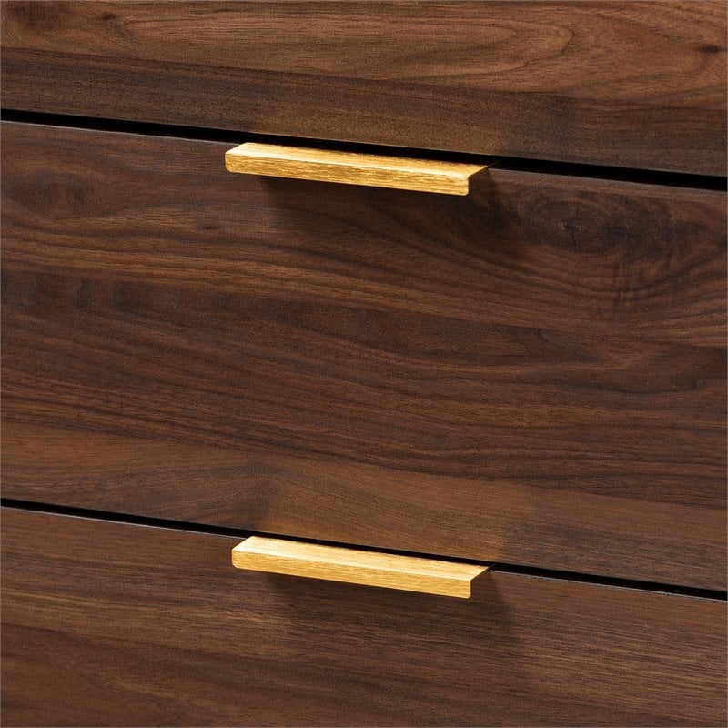 Bowery Hill Mid-Century 5-Drawer Engineered Wood Chest in Walnut Brown