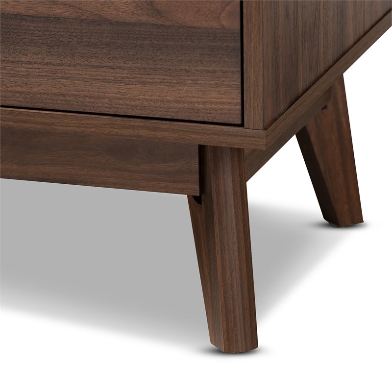 Bowery Hill Mid-Century 5-Drawer Engineered Wood Chest in Walnut Brown