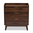 Bowery Hill Mid-Century 3-Drawer Engineered Wood Chest in Walnut Brown