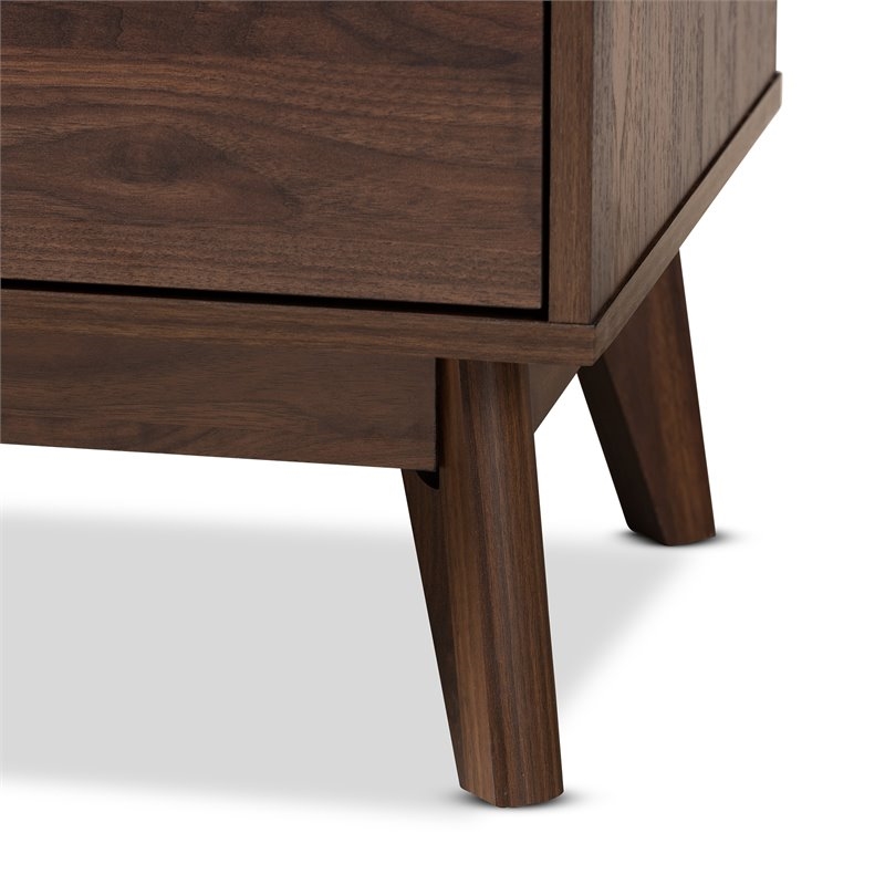 Bowery Hill Mid-Century 3-Drawer Engineered Wood Chest in Walnut Brown