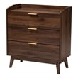 Bowery Hill Mid-Century 3-Drawer Engineered Wood Chest in Walnut Brown