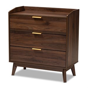 bowery hill walnut brown finished 3-drawer wood chest