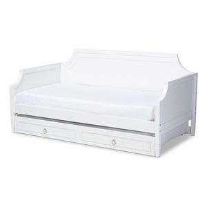 Bowery Hill Traditional Wood Twin Size Daybed with Trundle in White