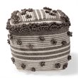 Bowery Hill Traditional Ivory and Brown Handwoven Wool Pouf Ottoman