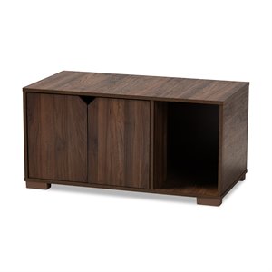 Bowery Hill Walnut Brown Finished 2-Door Wood Cat House