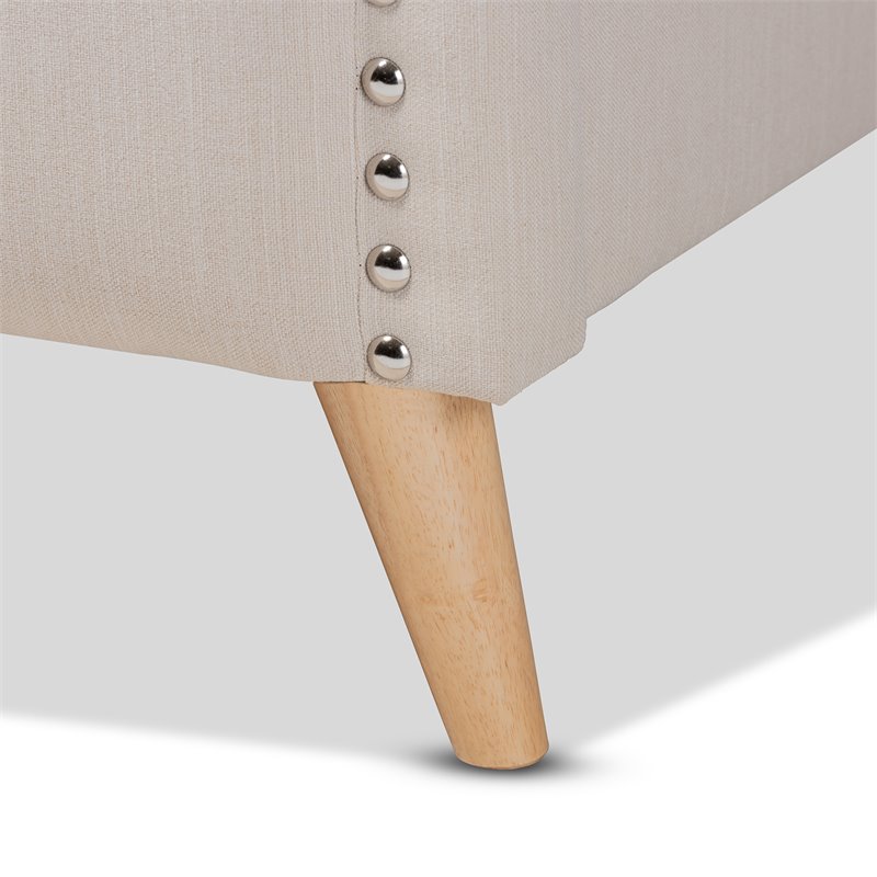 Bowery Hill Modern Upholstered Fabric King Platform Bed in Beige