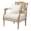 Bowery Hill 16.1'' Contemporary Wood Armchair with Pillow in Whitewashed Oak