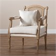 Bowery Hill 16.1'' Contemporary Wood Armchair with Pillow in Whitewashed Oak