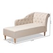 Bowery Hill Beige Upholstered Oak Finished Chaise Lounge