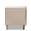 Bowery Hill Beige Upholstered Oak Finished Chaise Lounge