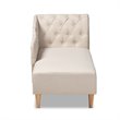Bowery Hill Beige Upholstered Oak Finished Chaise Lounge