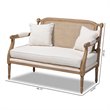 Bowery Hill Contemporary Wood Armchair with 2-Pillow in Whitewashed Oak