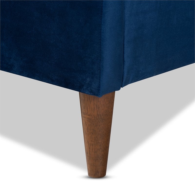 Bowery Hill Modern Full Size Royal Blue Velvet Upholstered Bed