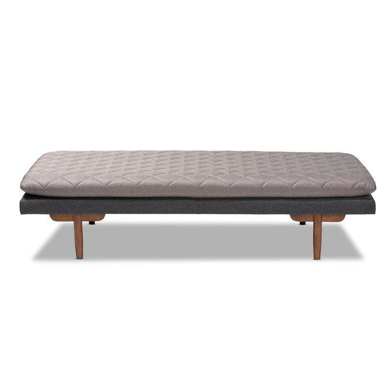 Bowery Hill Two-Tone Grey Upholstered Walnut Wood Daybed