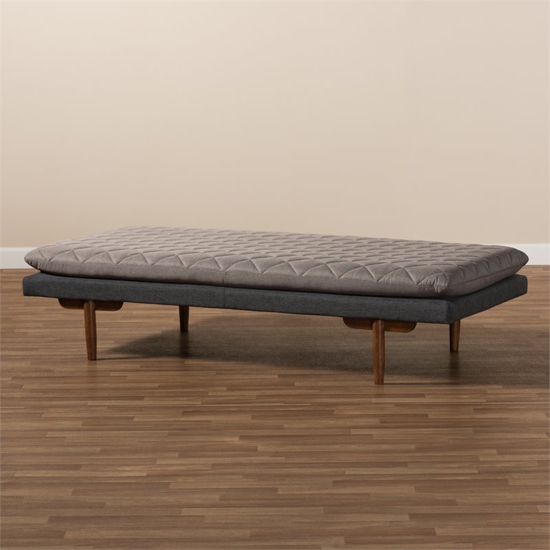 Bowery Hill Two-Tone Grey Upholstered Walnut Wood Daybed