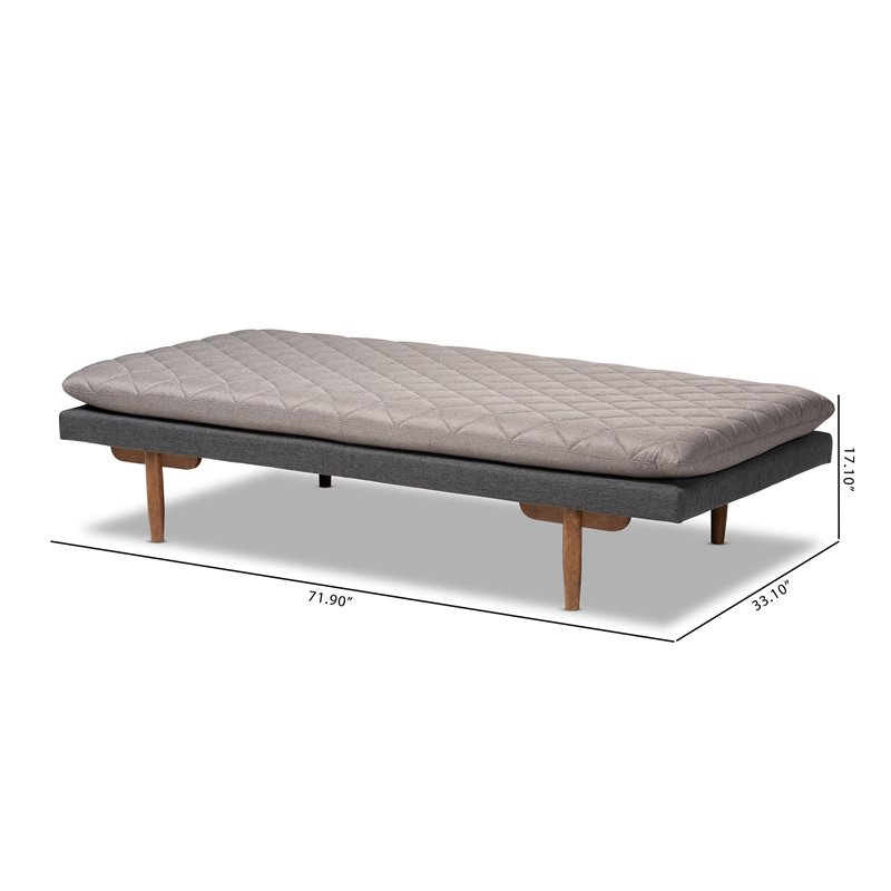 Bowery Hill Two-Tone Grey Upholstered Walnut Wood Daybed