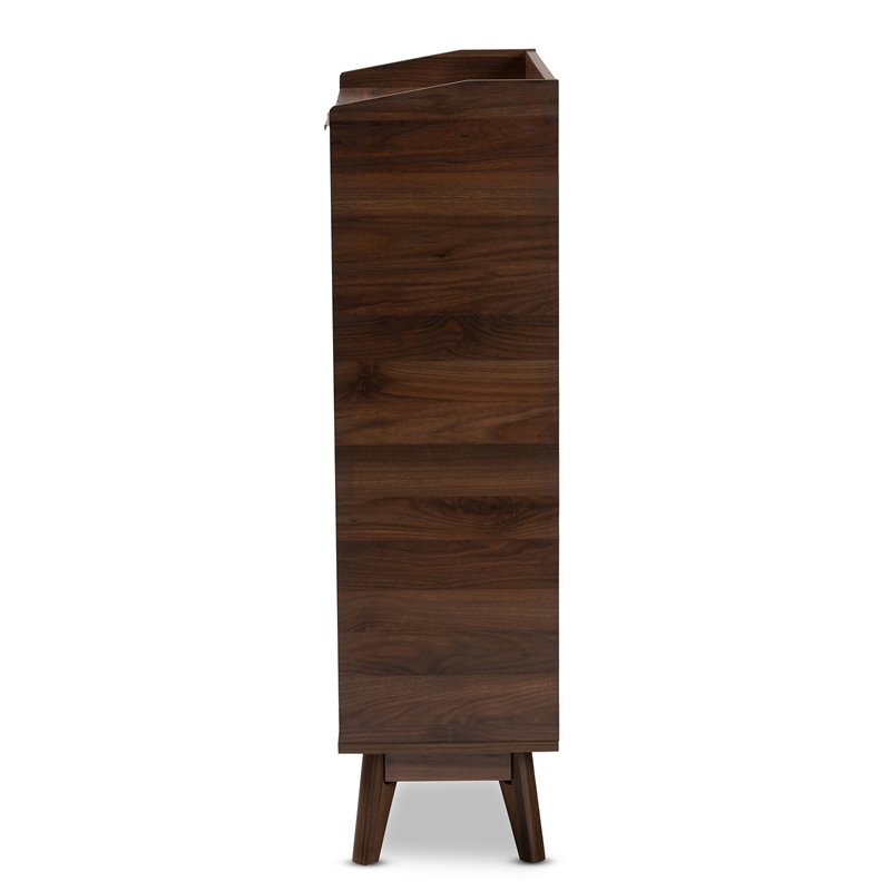 Bowery Hill Mid-Century Wood Shoe Cabinet in Walnut Brown