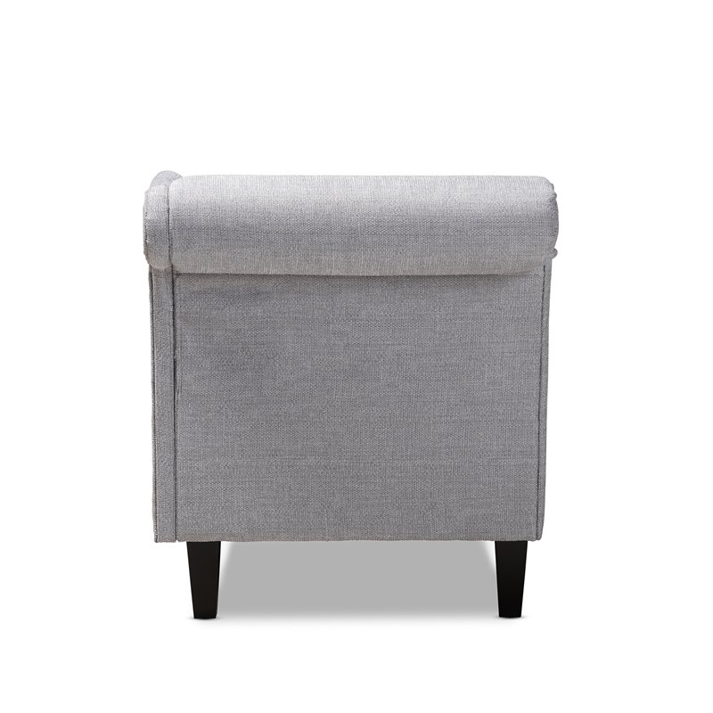 Bowery Hill Grey Upholstered Black Finished Chaise Lounge