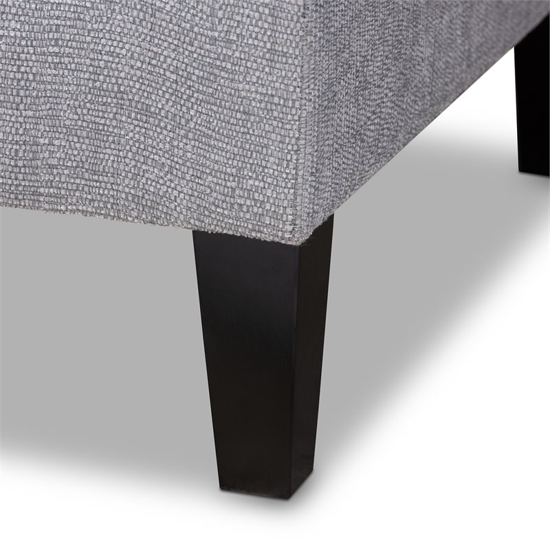 Bowery Hill Grey Upholstered Black Finished Chaise Lounge