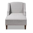 Bowery Hill Grey Upholstered Brown Finished Chaise Lounge
