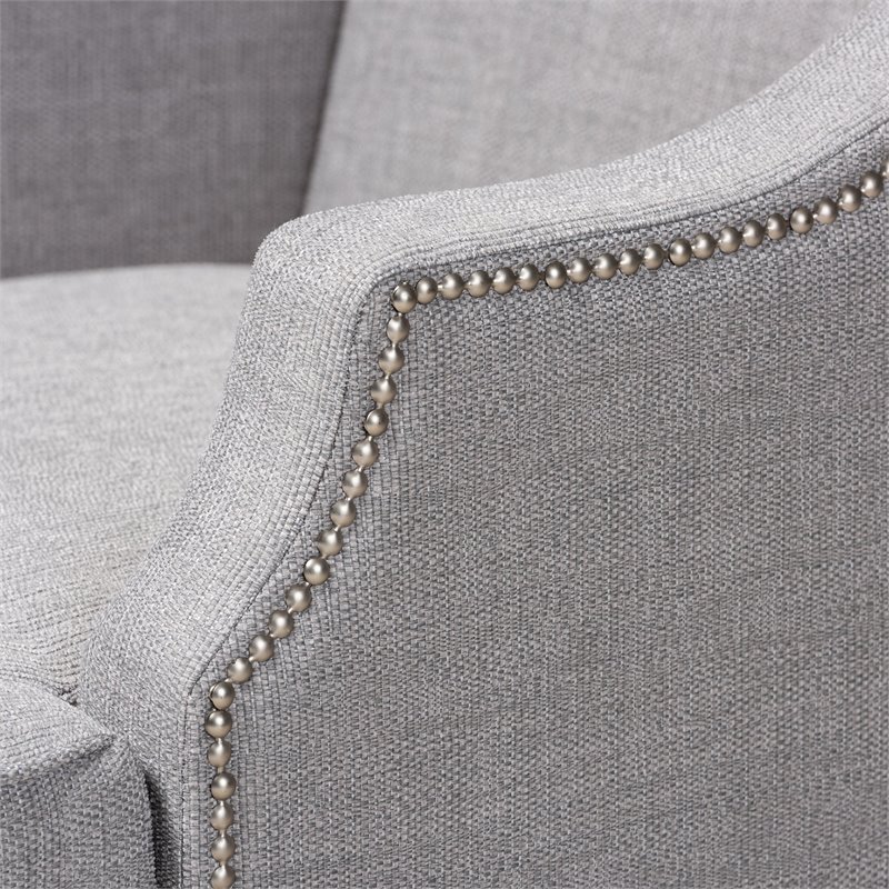 Bowery Hill Grey Upholstered Brown Finished Chaise Lounge