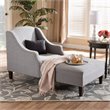 Bowery Hill Grey Upholstered Brown Finished Chaise Lounge