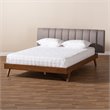 Bowery Hill King SizeGrey Upholstered Walnut Finished Bed