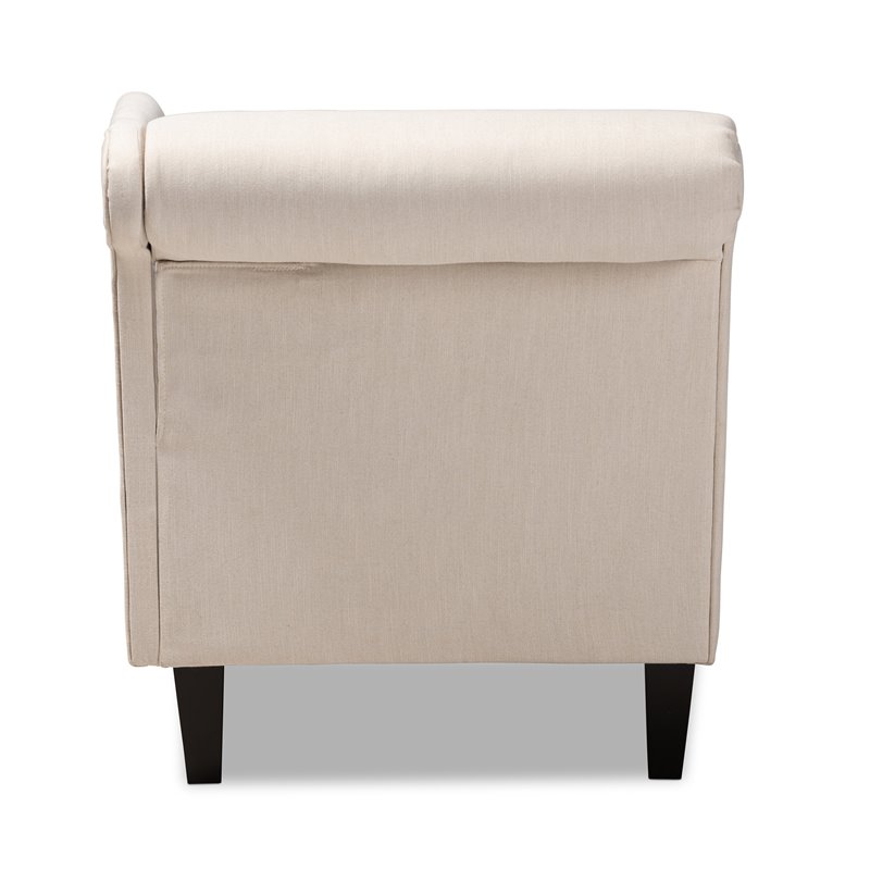 Bowery Hill Contemporary Beige Upholstered Black Finished Chaise Lounge