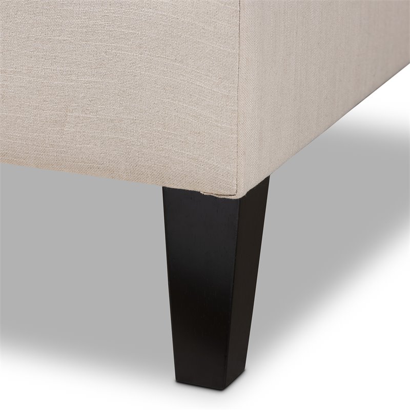 Bowery Hill Contemporary Beige Upholstered Black Finished Chaise Lounge