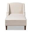 Bowery Hill Beige Upholstered Brown Finished Chaise Lounge