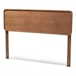 Bowery Hill Mid-Century Wood Full Headboard with Curved Edges in Walnut Brown