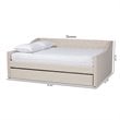 Bowery Hill Modern Fabric Upholstered Full-Size Daybed with Trundle in Beige