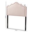 Bowery Hill Contemporary Velvet Twin Headboard in Light Pink