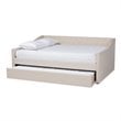 Bowery Hill Modern Fabric Upholstered Queen-Size Daybed with Trundle in Beige
