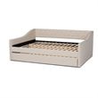 Bowery Hill Modern Fabric Upholstered Queen-Size Daybed with Trundle in Beige
