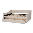 Bowery Hill Modern Fabric Upholstered Queen-Size Daybed with Trundle in Beige