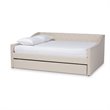 Bowery Hill Modern Fabric Upholstered Queen-Size Daybed with Trundle in Beige