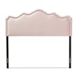 Bowery Hill Contemporary Velvet Queen Headboard in Light Pink