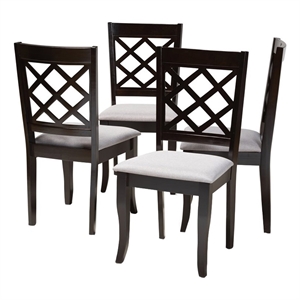 Bowery Hill 17.9'' Modern Oak Wood Dining Chair in Espresso/Gray (Set of 4)