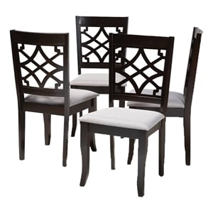 Bowery Hill 17.9&quot Modern Oak Wood Dining Chair in Gray/Espresso (Set of 4)