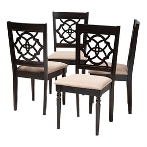 Bowery Hill 17.9&quot Modern Oak Wood Dining Chair in Sand/Espresso (Set of 4)