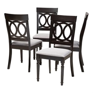Bowery Hill 17.9&quot Modern Oak Wood Dining Chair in Gray and Espresso (Set of 4)