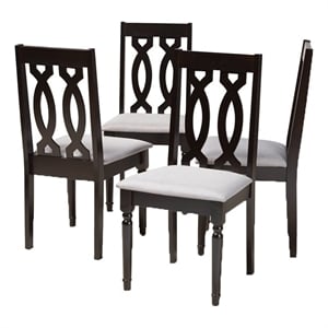 Bowery Hill 17.9&quot Modern Oak-Wood Dining Chair in Espresso/Gray (Set of 4)