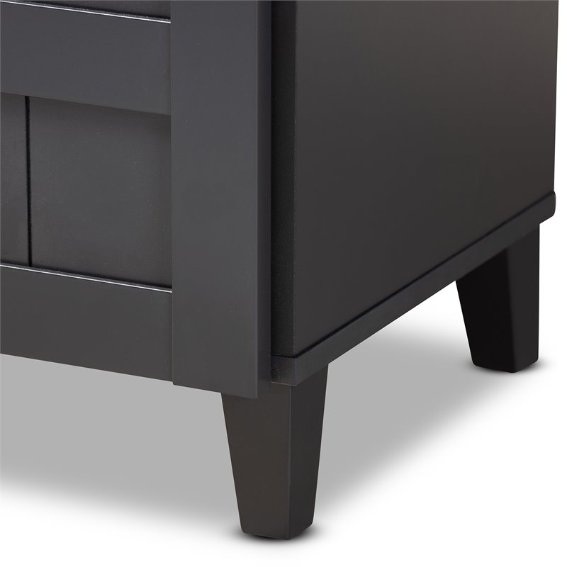 Bowery Hill Wood 5-Shelf and Drawer Shoe Cabinet in Dark Gray