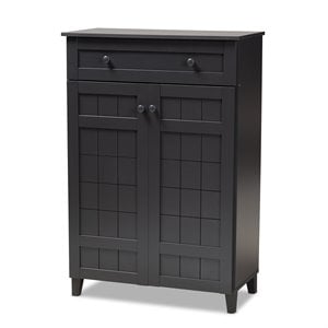 bowery hill contemporary wood shoe cabinet in dark gray