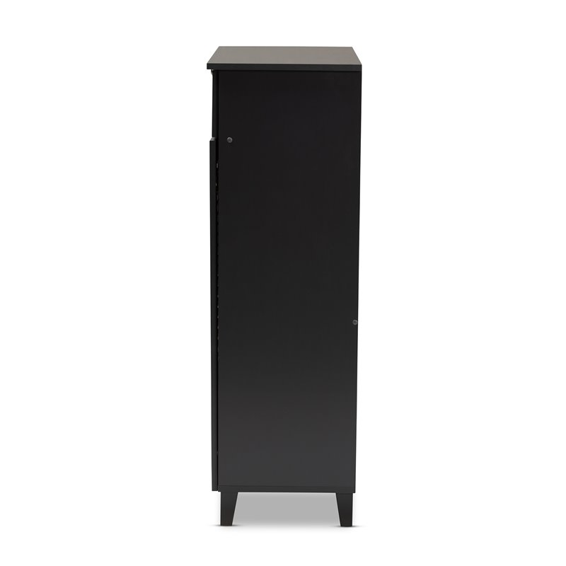 Bowery Hill Wood 5-Shelf and Drawer Shoe Cabinet in Dark Gray