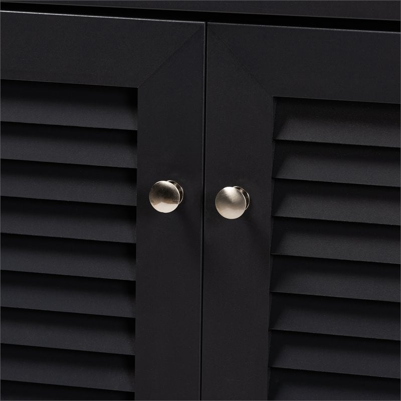 Bowery Hill Wood 5-Shelf and Drawer Shoe Cabinet in Dark Gray